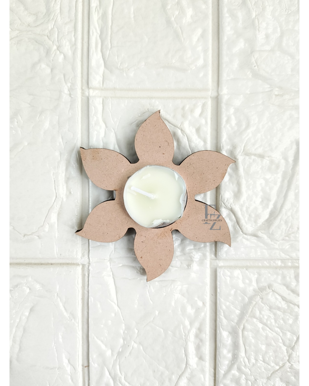 6 Side Flower Mdf Tea Light Holder