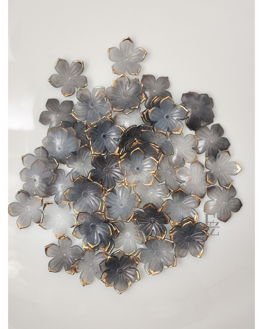 Acrylic 5 Petal Flowers - Black