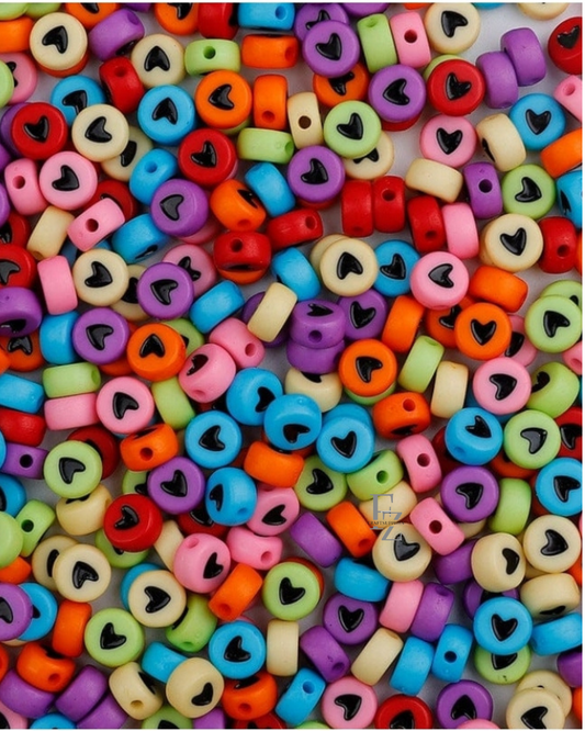 Multi Color Heart Beads - 20g