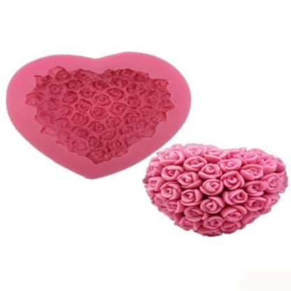 Floral Heart Pink Candle Mould