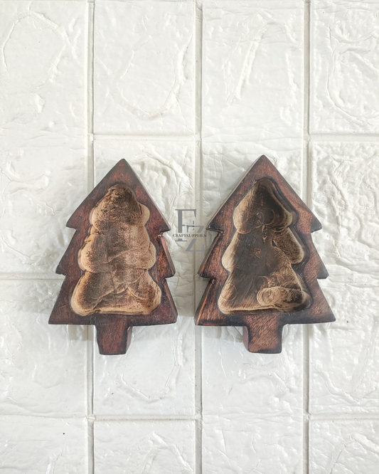 Christmas Tree Wooden Bowl for Candle - Small