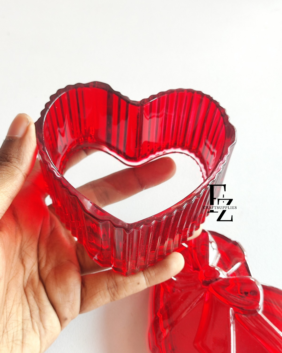 Heart Candle Glass Jar - Red