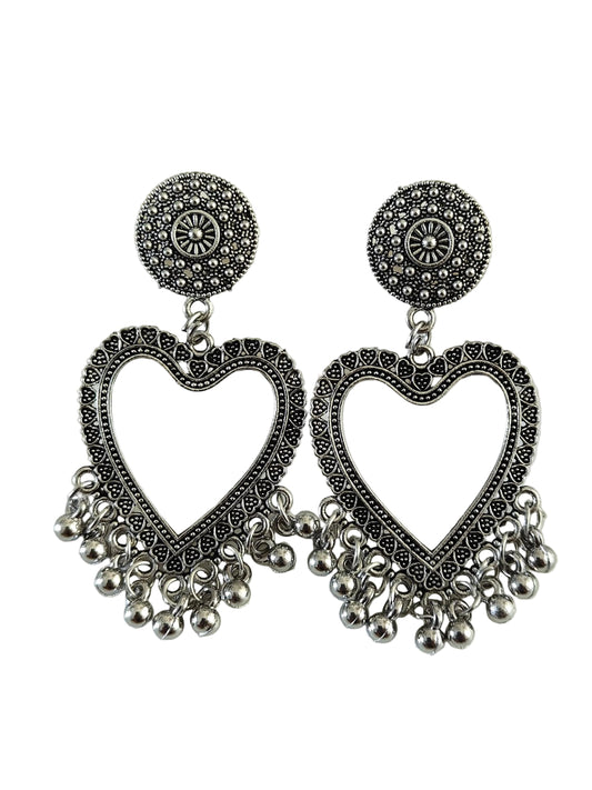 Silver Heart Jhumka Base - 1 Pair