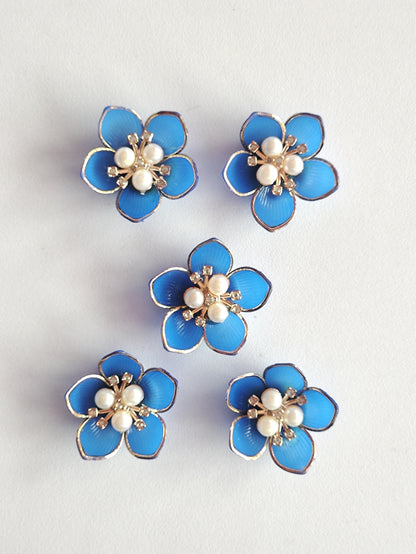 Ready Acrylic Flower Royal Blue - Pack of 5