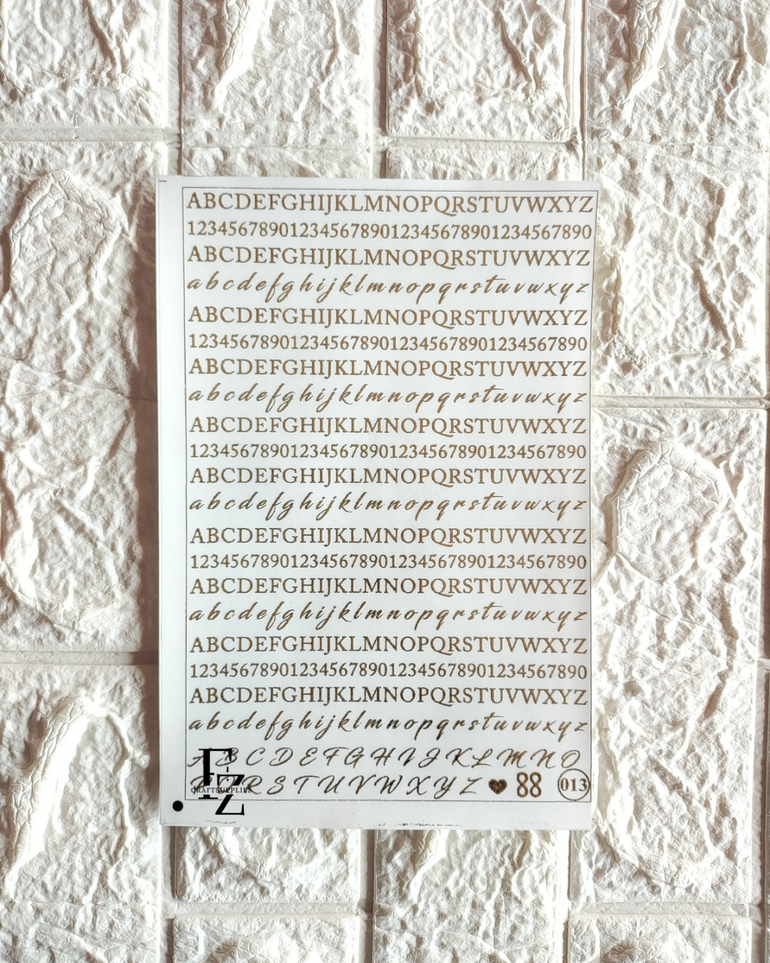 Alphabet Embossed sticker sheet A5