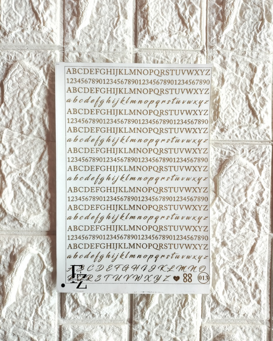 Alphabet Embossed sticker sheet A5