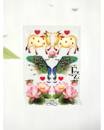 Peacock & Lotus Peel off Sticker