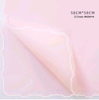 Pink with White Border Bouquet Wrapping Sheet - 5 Sheets