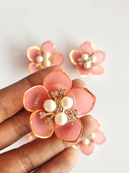 Ready Acrylic Flower Peach - Pack of 5
