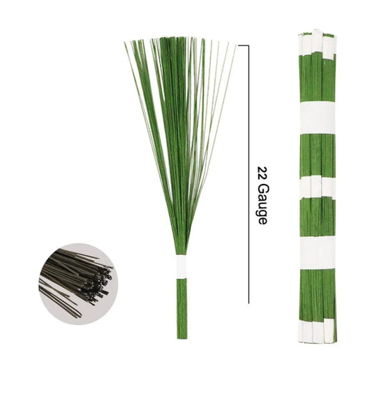 Craft Wire Green 22 Gauge 12 Inches - 100 sticks