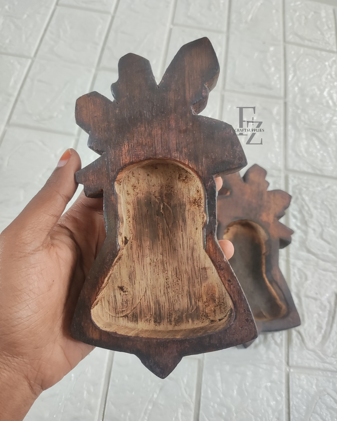 Christmas Bell Wooden Bowl for Candle - Big