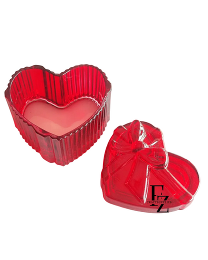 Heart Candle Glass Jar - Red