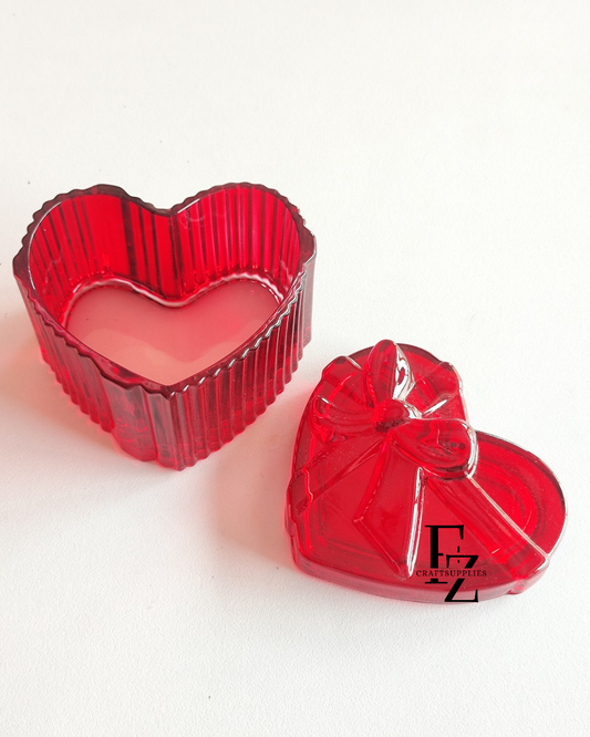 Heart Candle Glass Jar - Red