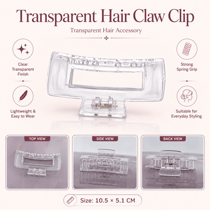 Transparent Rectangle Claw Clip for Decoden & Pipe Cleaners - 1 Piece