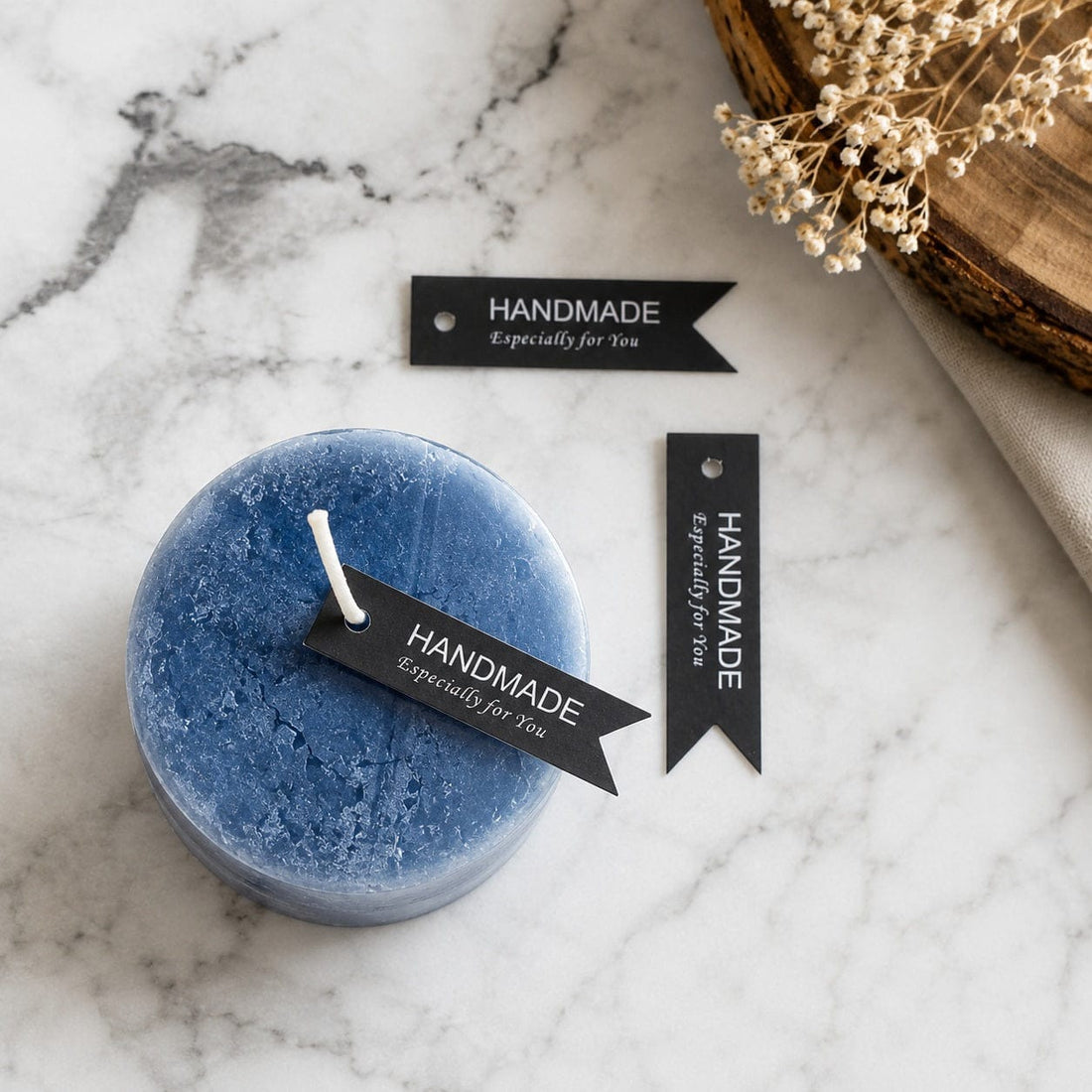 Handmade - Especially for you Black Ribbon Tag for Candles