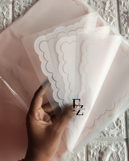 Pink with White Border Bouquet Wrapping Sheet - 5 Sheets
