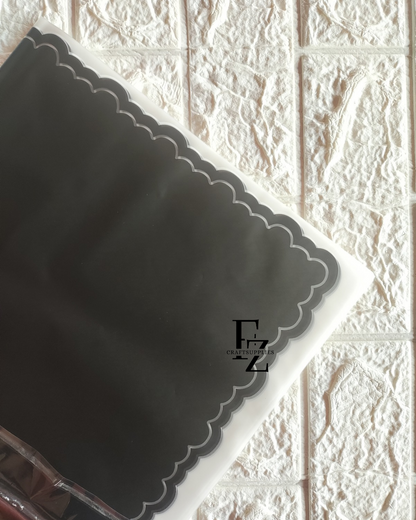 Black with White Border Bouquet Wrapping Sheet - 5 Sheets