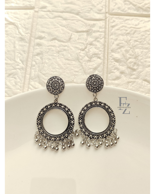 Silver Round 22mm Jhumka Base - 1 Pair