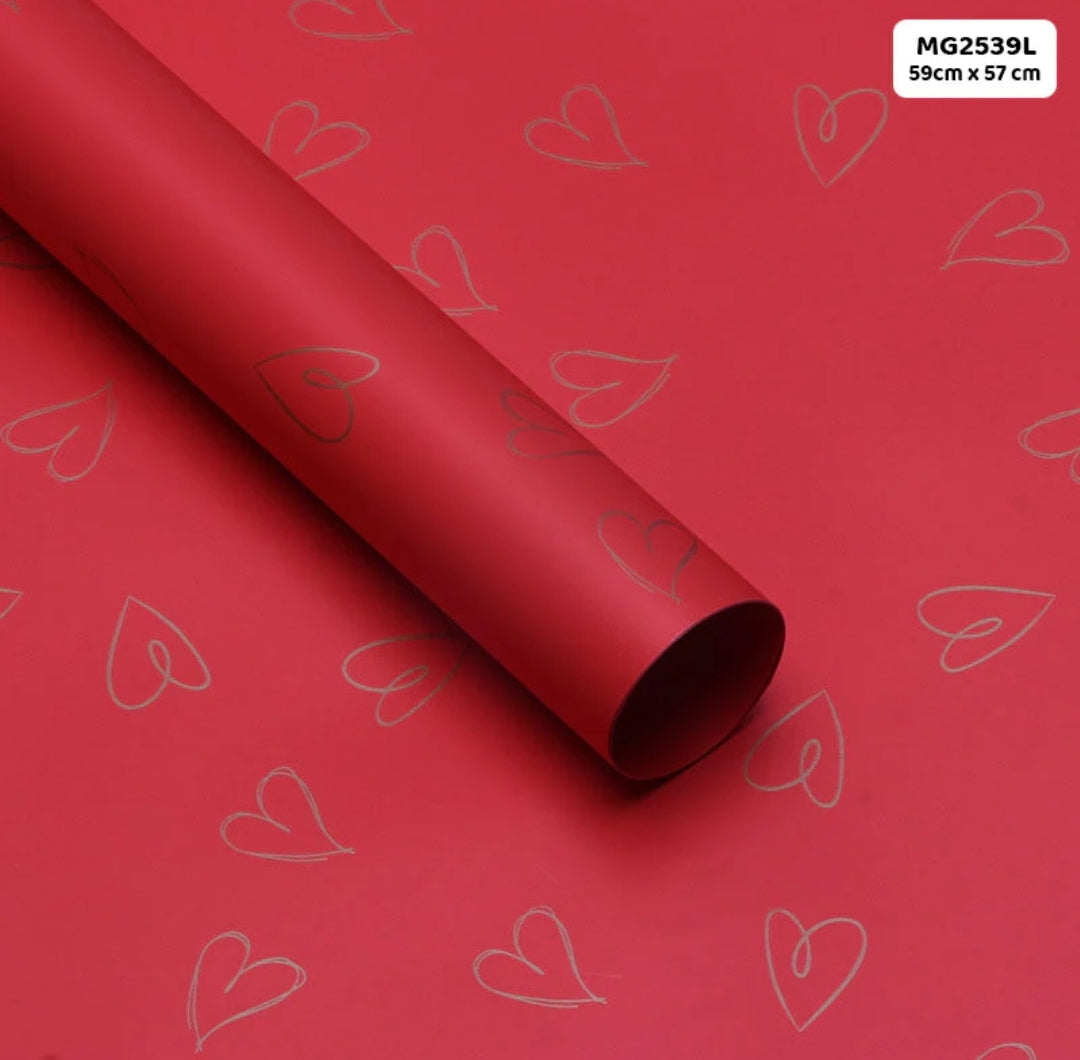 Heart Red Bouquet Wrapping Sheet - 5 Sheets