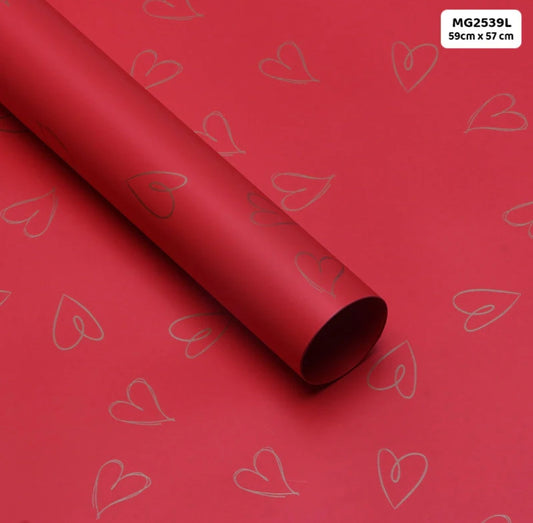 Heart Red Bouquet Wrapping Sheet - 5 Sheets