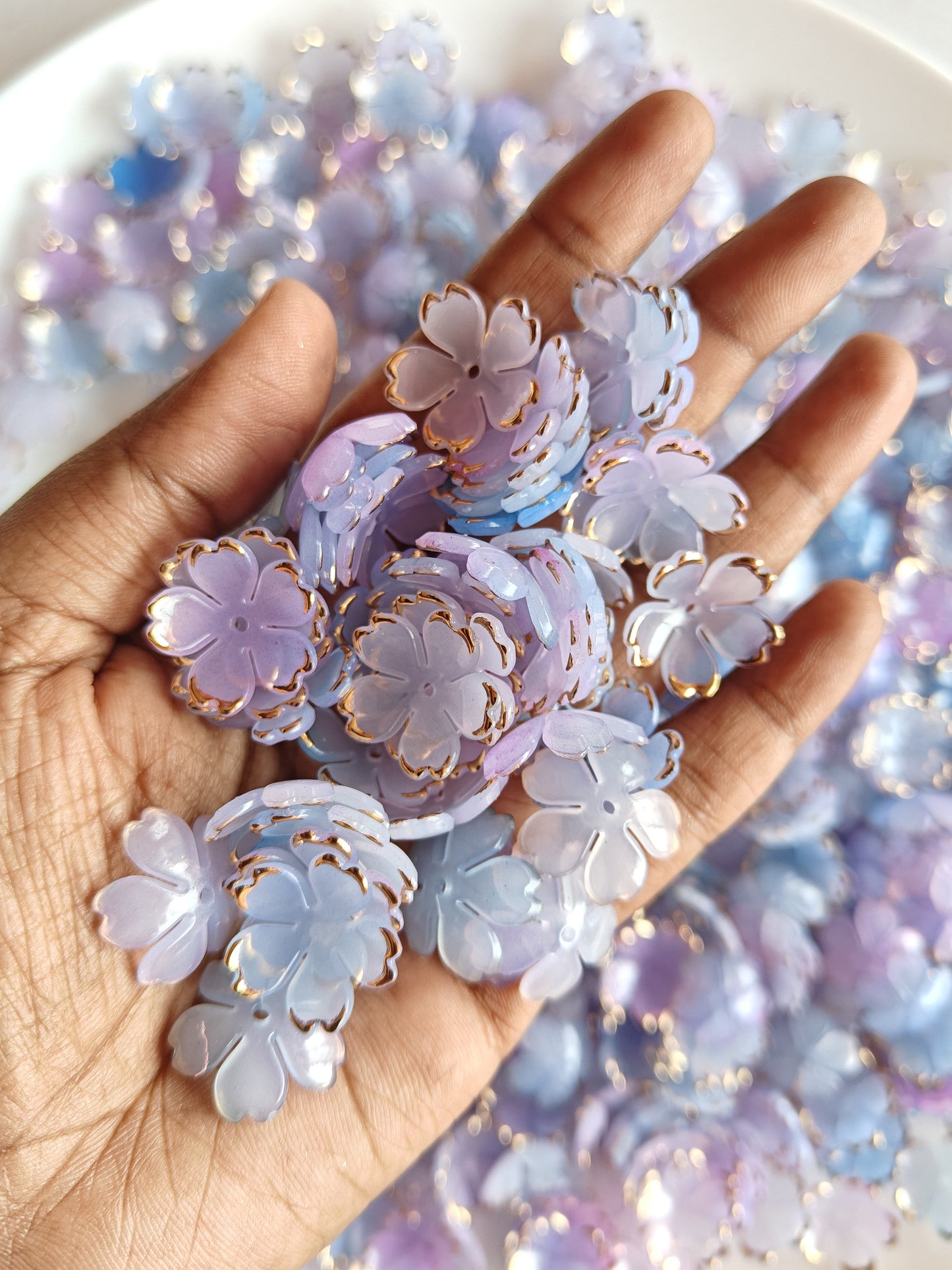 Mini Acrylic Flower Blue & Violet Mix - 20 grams