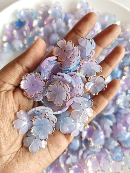 Mini Acrylic Flower Blue & Violet Mix - 20 grams