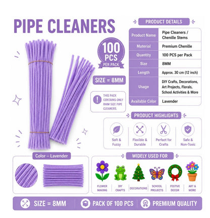 Pipe Cleaner 8MM - Lavendar (B)