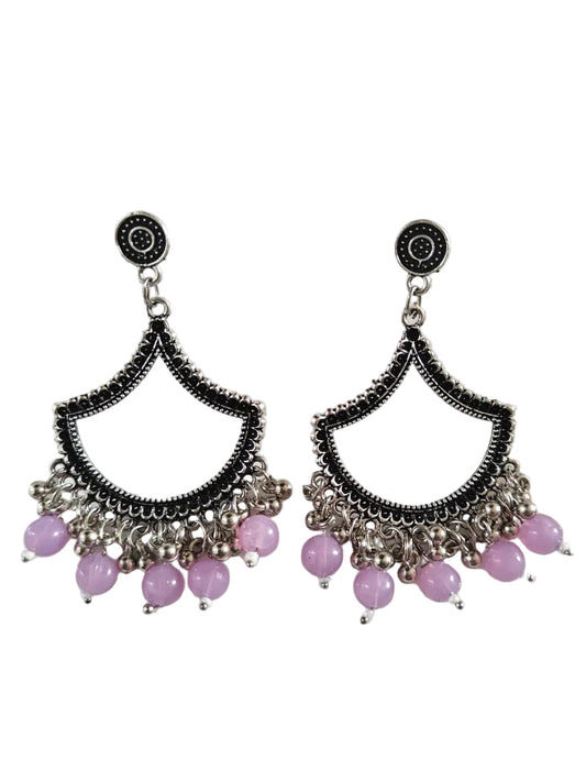 Silver Petal Lavender Beaded Jhumka Base