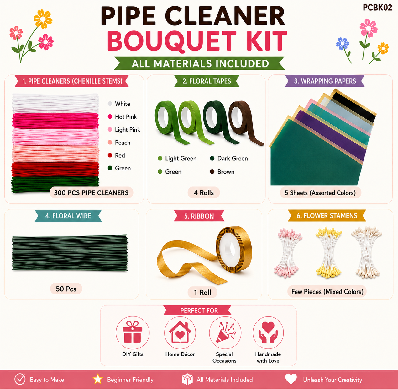Pipe Cleaner Bouquet Making Kit B