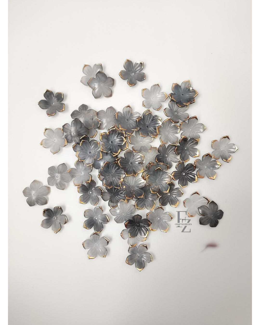 Acrylic 5 Petal Flowers - Black