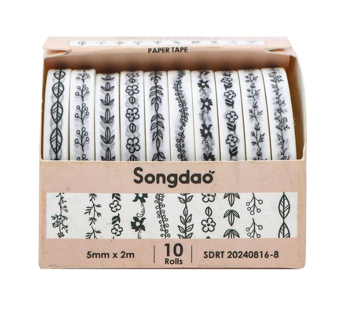 Floral B/W Printed Tape D2