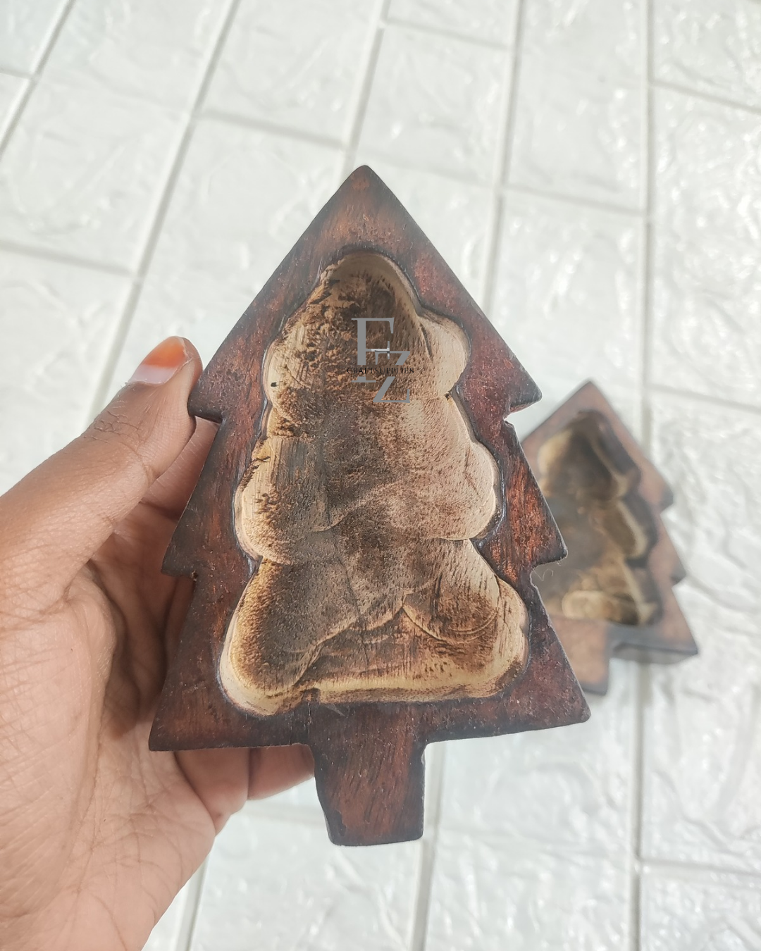 Christmas Tree Wooden Bowl for Candle - Small