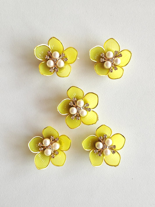 Ready Acrylic Flower Yellow - Pack of 5