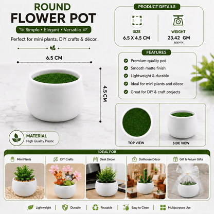 Mini Round Flower Pot with Artificial Grass