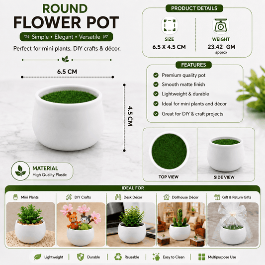 Mini Round Flower Pot with Artificial Grass