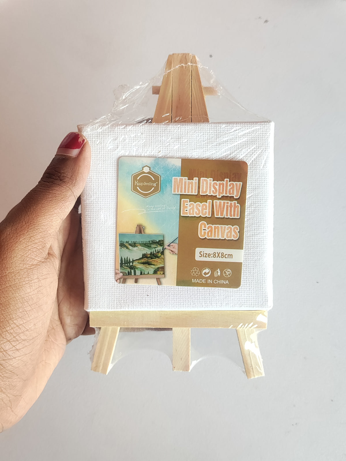 Mini Canvas with Wooden Easel Stand - 8x8cm