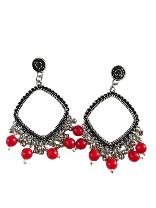 Red Square Beaded Jhumka Base