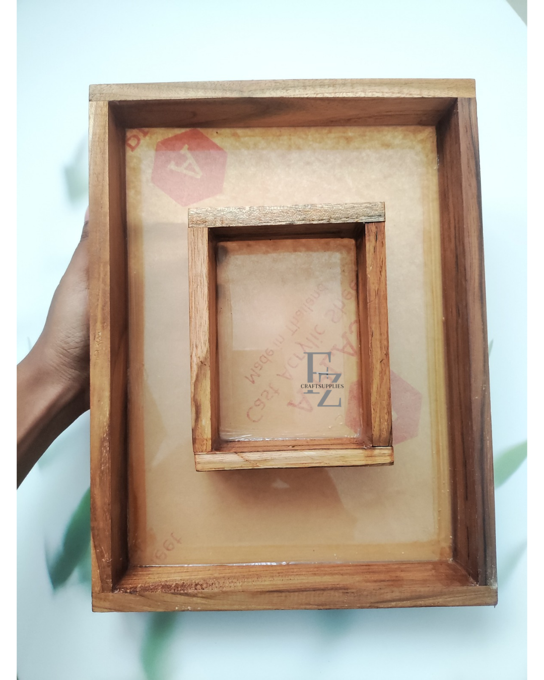 Double Box Teakwood Floating Frame - 9*12 Inches
