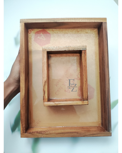 Double Box Teakwood Floating Frame - 9*12 Inches