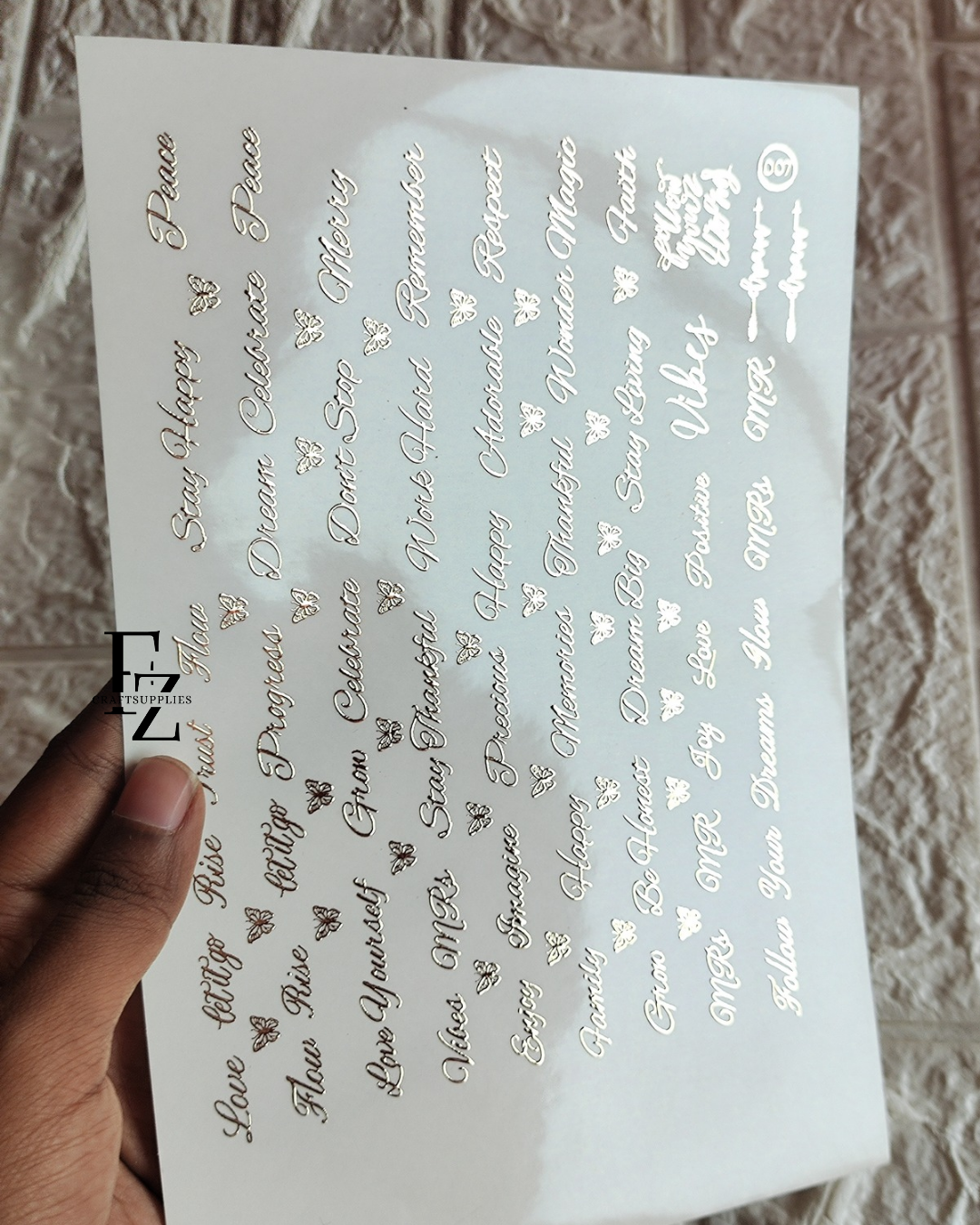 Mix Words Embossed sticker sheets A5 - D94