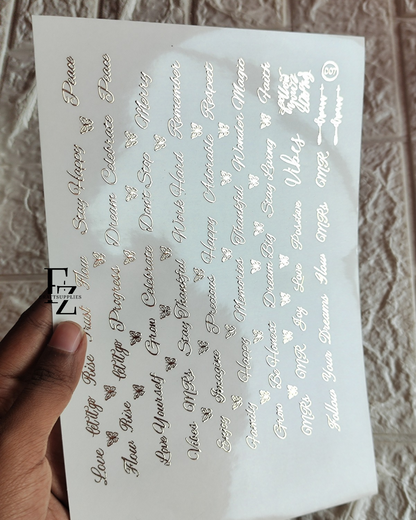 Mix Words Embossed sticker sheets A5 - D94