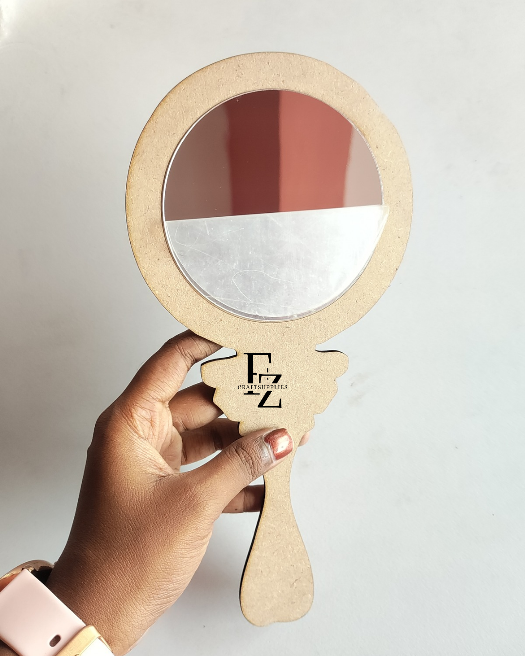 Round Hand Mirror Mdf with Silver Acrylic