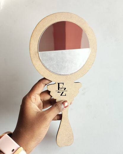 Round Hand Mirror Mdf with Silver Acrylic