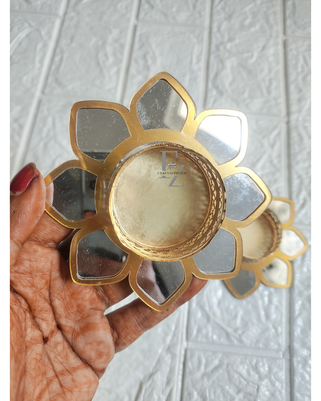 Acrylic Lotus Mirror Candle Holder - 1 Piece