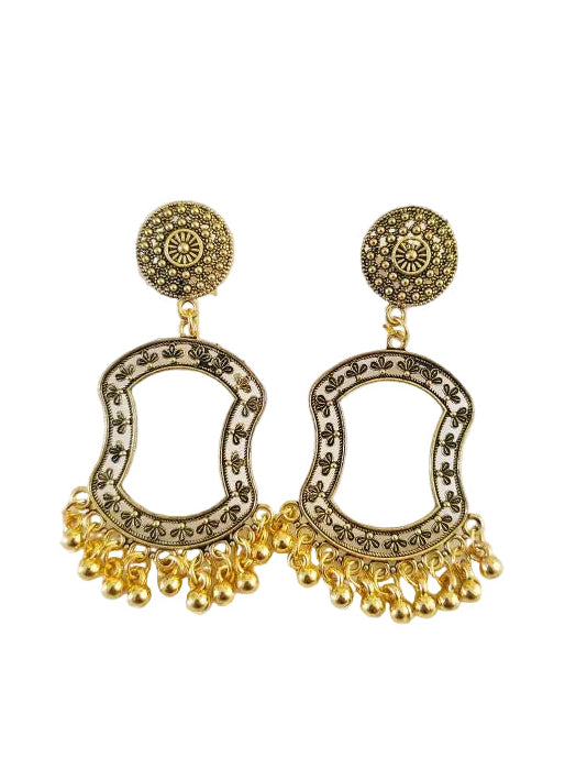 Gold Curved Rectangle Jhumka Base - 1 Pair