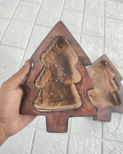 Christmas Tree Wooden Bowl for Candle - Big