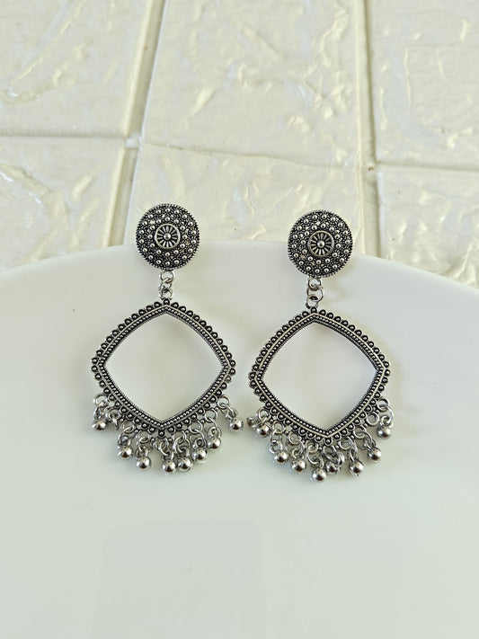 Silver Square Jhumka Base - 1 Pair
