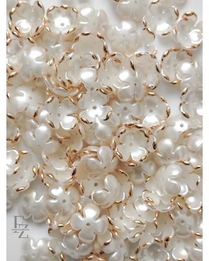 Acrylic 4 Petal Flowers - Half White