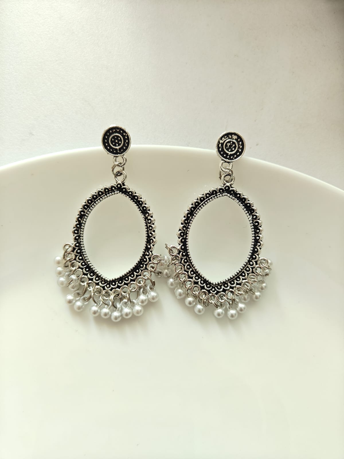 Evil Eye Silver Beaded Jhumka Base