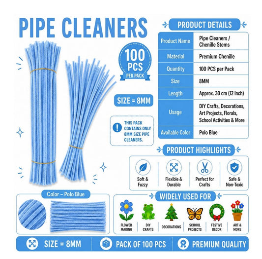 Pipe Cleaner 8MM - Polo Blue